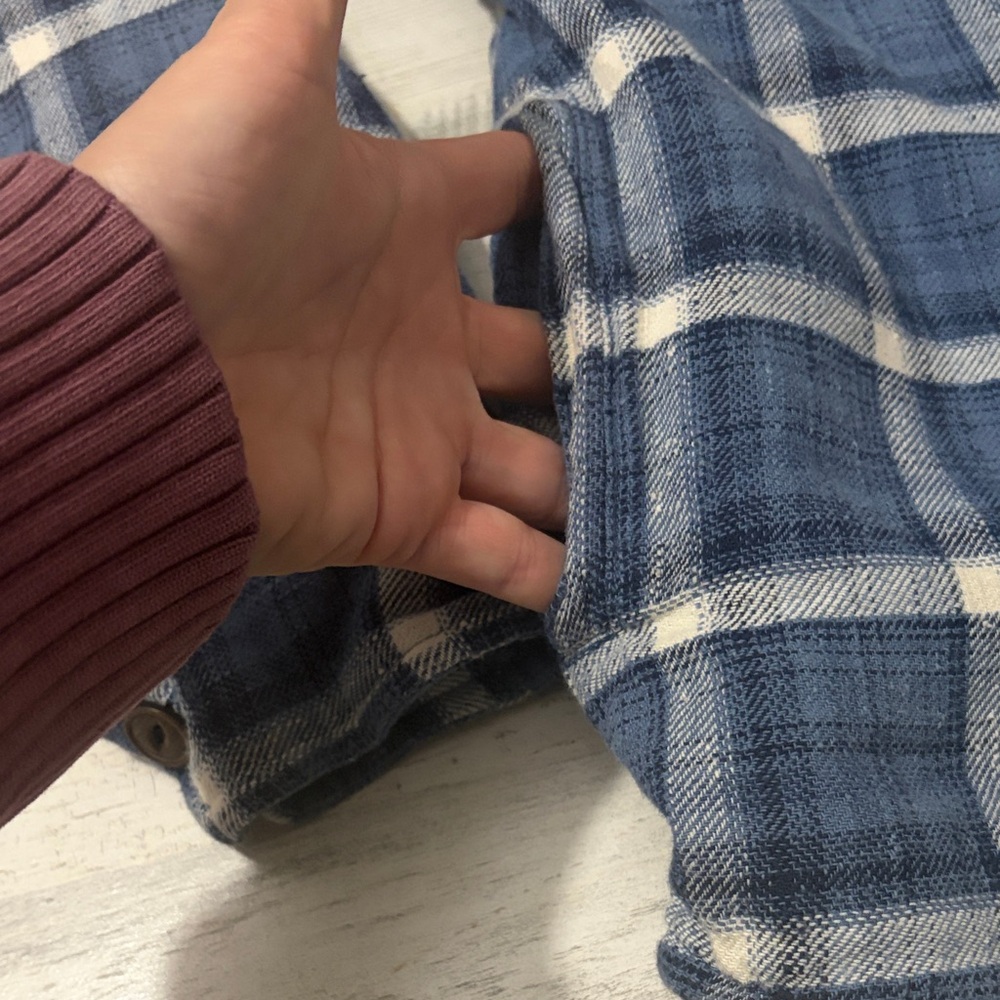 True Grit Blue and White Plaid Shirt Jacket Size Medium - Picture 3 of 8